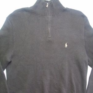Ralph Lauren Brown Pony Pull Over QTR Zip RIBBED
